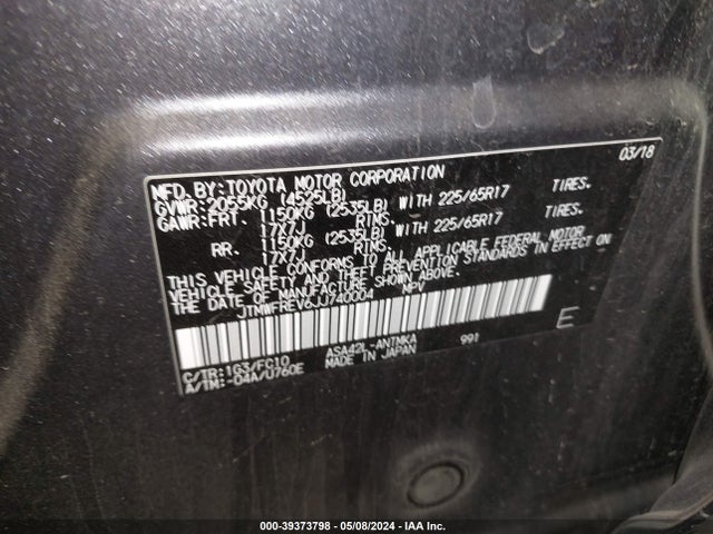 Toyota Rav4 Xle 2018 JTMWFREV6JJ740004 Image 9