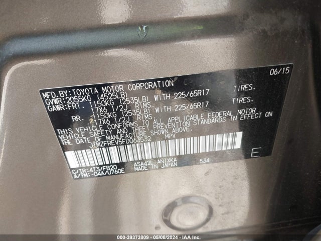 Toyota RAV4 LE 2015 JTMZFREV5FD063532 Image 9