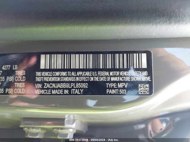 ZACNJABB9LPL85092 Jeep Renegade Latitude Fwd