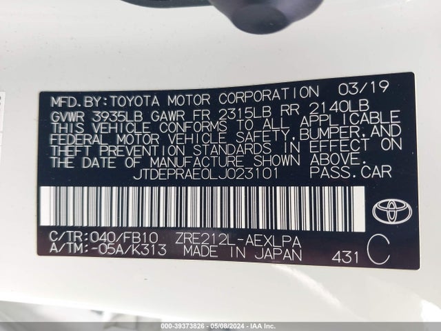 Toyota COROLLA LE 2020 JTDEPRAE0LJ023101 Image 9