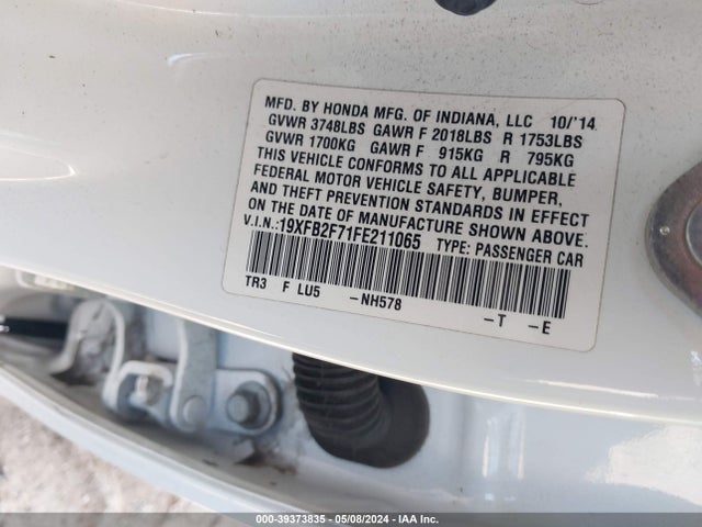 Honda CIVIC SE 2015 19XFB2F71FE211065 Image 9