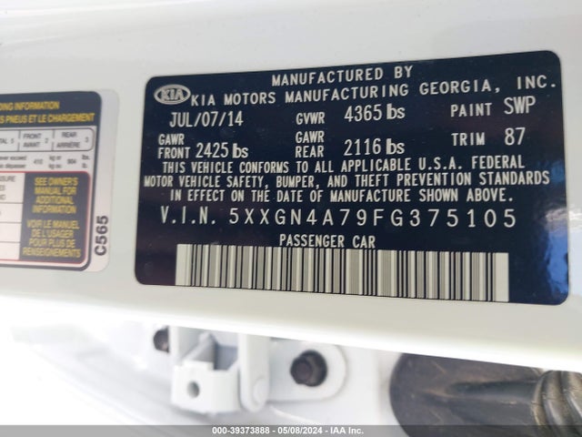 KIA OPTIMA EX 2015 5XXGN4A79FG375105 Image 9