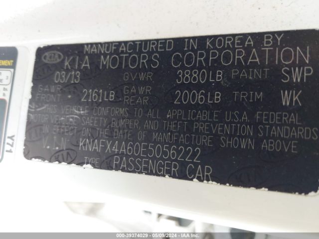 KNAFX4A60E5056222 KIA FORTE LX