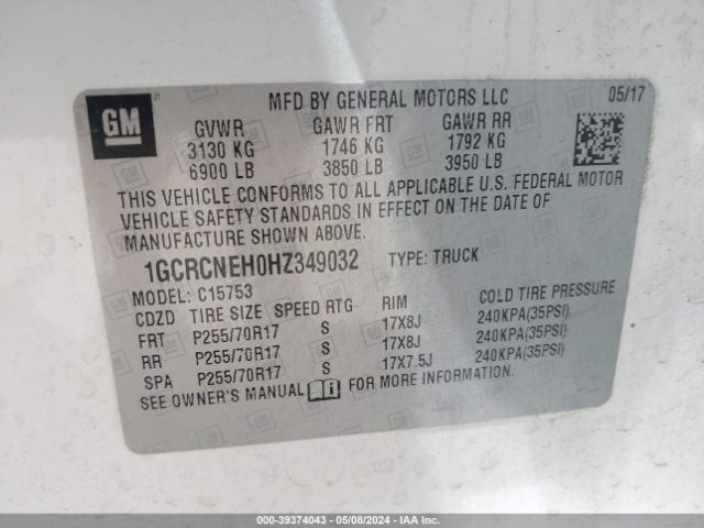 1GCRCNEH0HZ349032 Chevrolet Silverado 1500 Wt