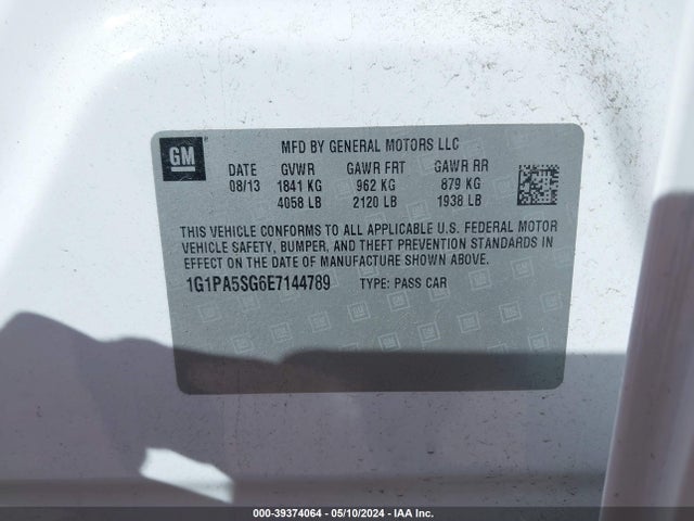 Chevrolet Cruze Ls Auto 2014 1G1PA5SG6E7144789 Image 9