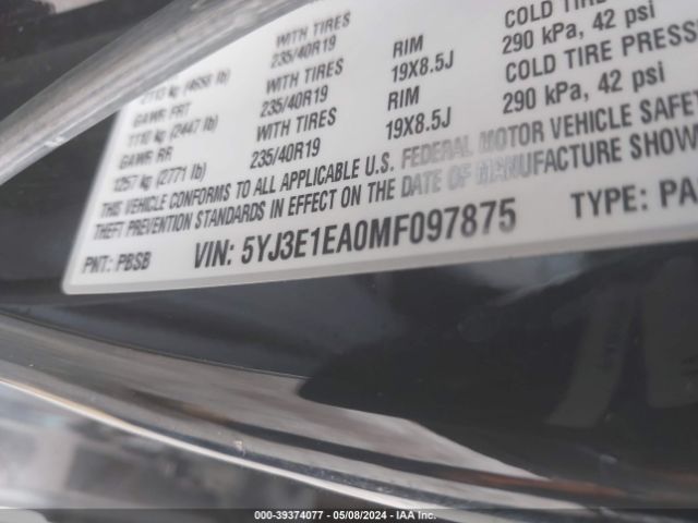 5YJ3E1EA0MF097875 Tesla Model 3 Standard Range Plus Rear-wheel Drive