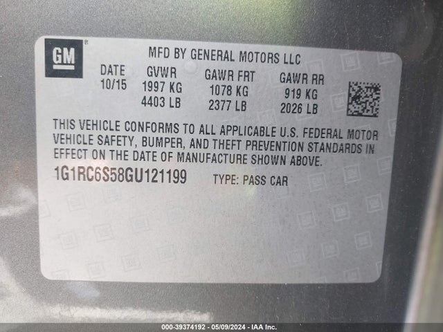 Chevrolet VOLT LT 2016 1G1RC6S58GU121199 Image 9