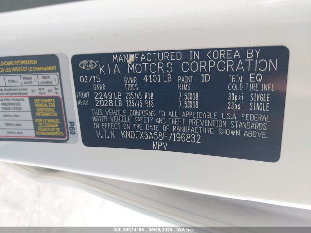 KIA Soul ! 2015 KNDJX3A58F7196832 Image 9