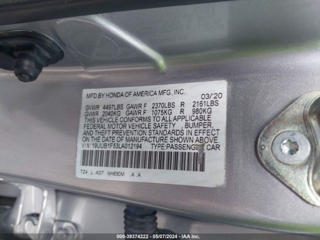 19UUB1F53LA012194 Acura Tlx Tech Package