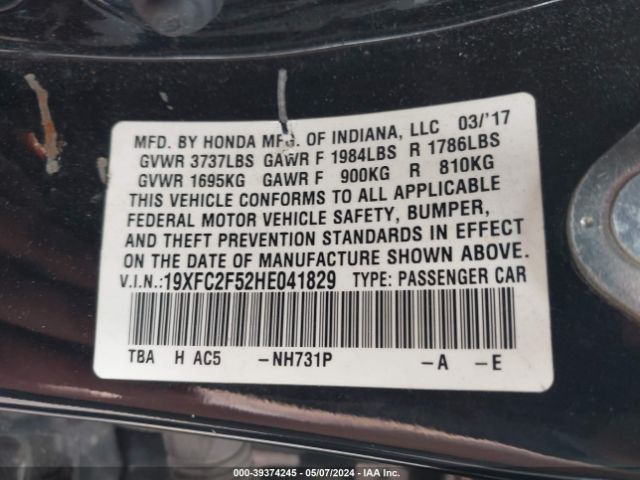 19XFC2F52HE041829 Honda Civic Lx