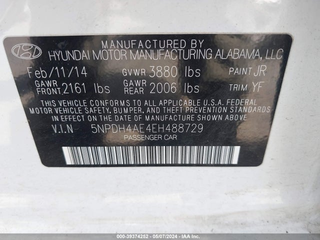 Hyundai ELANTRA SE 2014 5NPDH4AE4EH488729 Image 9