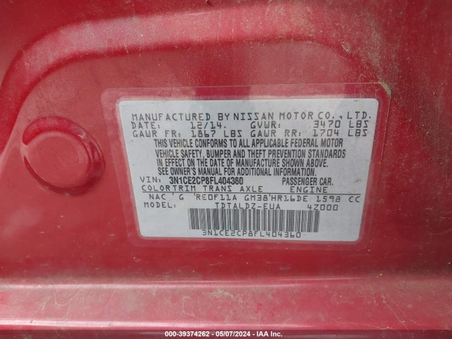 Nissan Versa Note S (sr)/s Plus/sl/sr/sv 2015 3N1CE2CP8FL404360 Image 9