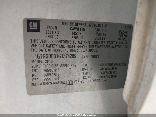 1GTG5DE31G1374289 GMC CANYON SLT