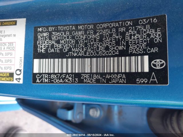 JTNKARJE0GJ520204 Scion IM