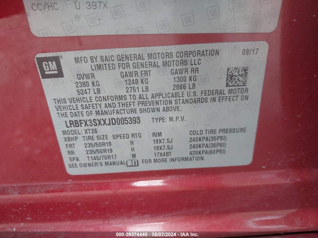 Buick Envision Premium I 2018 LRBFX3SXXJD005393 Image 9