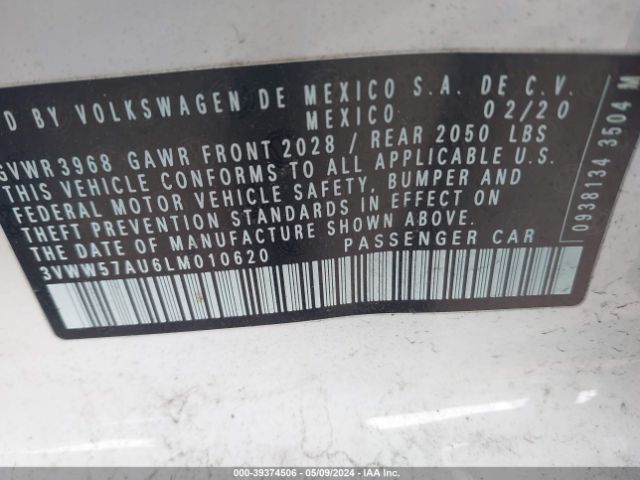3VWW57AU6LM010620 Volkswagen Golf 1.4t Tsi