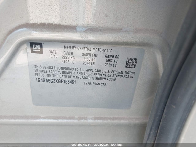 1G4GA5G3XGF163461 Buick Lacrosse