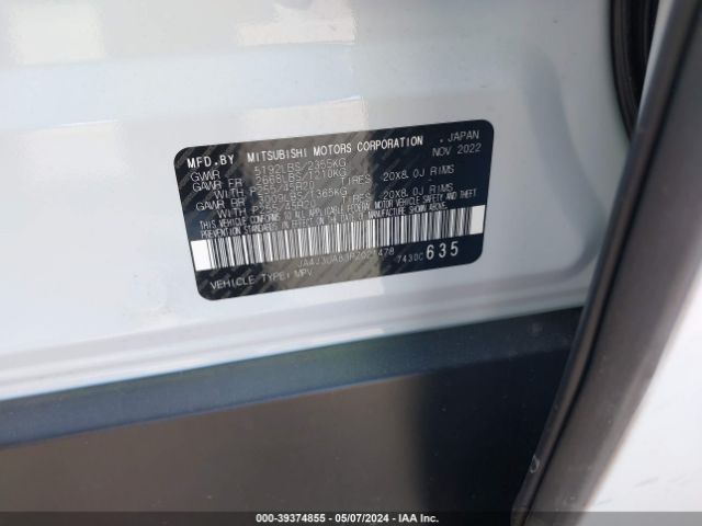 JA4J3UA83PZ021478 Mitsubishi Outlander Se 2.5 2wd/se Black Edition 2wd/se Special Edition 2wd