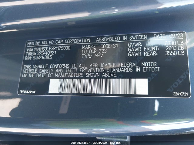 YV4H60LE3R1175890 Volvo Xc90 Recharge Plug-in Hybrid T8 Plus 6-seater