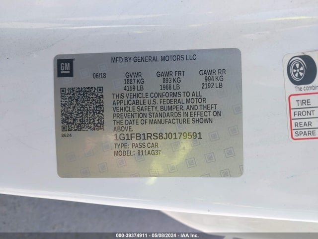 Chevrolet Camaro 1lt 2018 1G1FB1RS8J0179591 Image 9