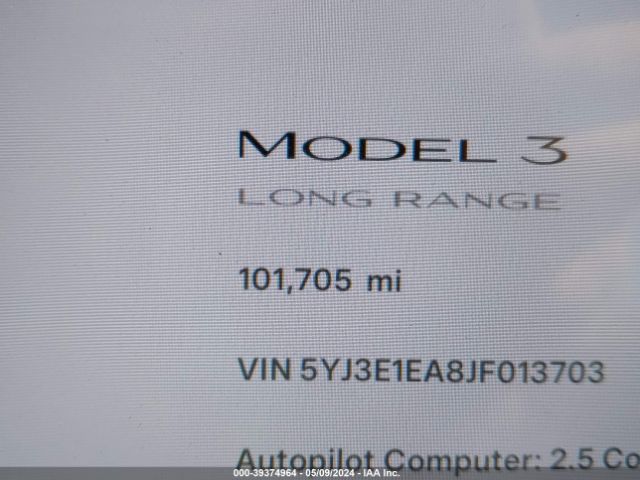 5YJ3E1EA8JF013703 Tesla Model 3 Long Range/mid Range
