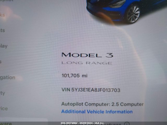 5YJ3E1EA8JF013703 Tesla Model 3 Long Range/mid Range