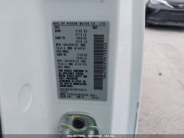 3N6CM0KN7MK708512 Nissan Nv200 Compact Cargo Sv Xtronic Cvt