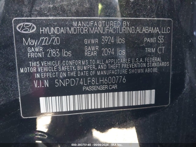Hyundai ELANTRA SE 2020 5NPD74LF8LH600776 Image 9