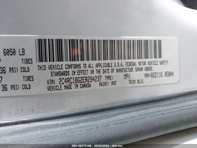 2C4RC1BG2ER294237 Chrysler Town & Country Touring