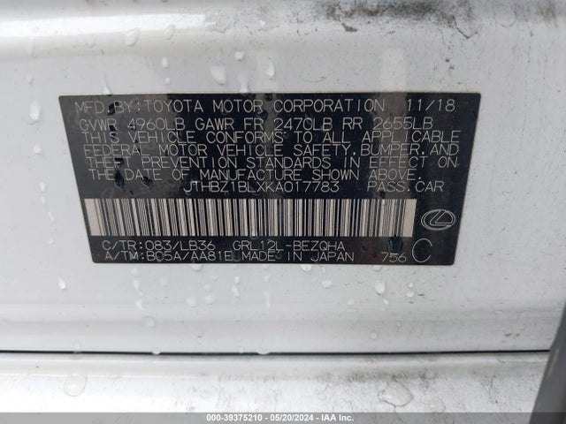 JTHBZ1BLXKA017783 Lexus Gs 350 F Sport
