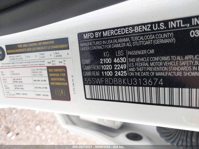 Mercedes-Benz C 300 2019 55SWF8DB8KU313674 Image 9
