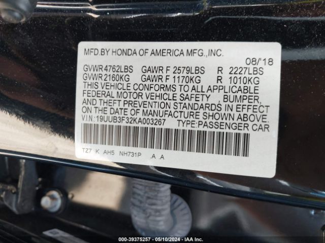 19UUB3F32KA003267 Acura Tlx Standard