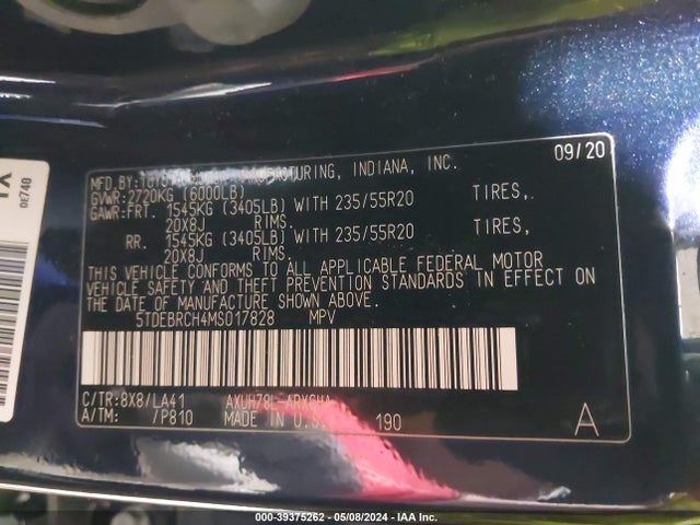 Toyota Highlander Hybrid Platinum 2021 5TDEBRCH4MS017828 Image 9