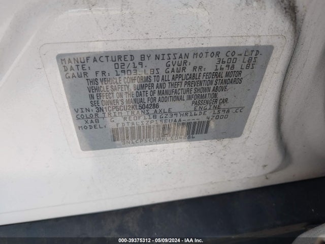 Nissan KICKS SV 2019 3N1CP5CU2KL504286 Image 9