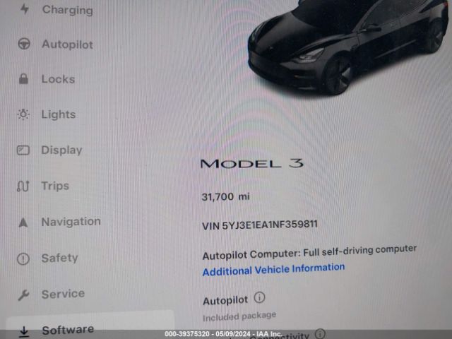 5YJ3E1EA1NF359811 Tesla Model 3 Rear-wheel Drive