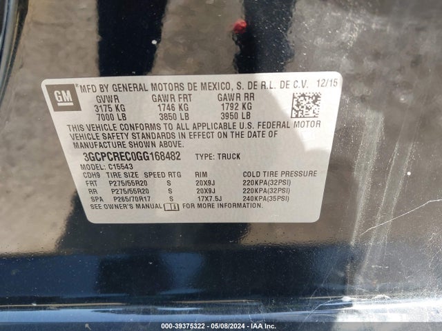 Chevrolet Silverado 1500 1lt 2016 3GCPCREC0GG168482 Image 9