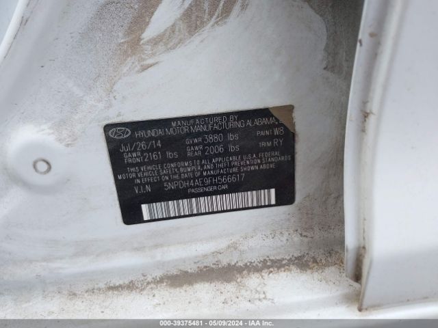 5NPDH4AE9FH566617 Hyundai Elantra Limited