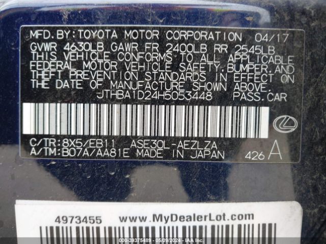 JTHBA1D24H5053448 Lexus IS 200T
