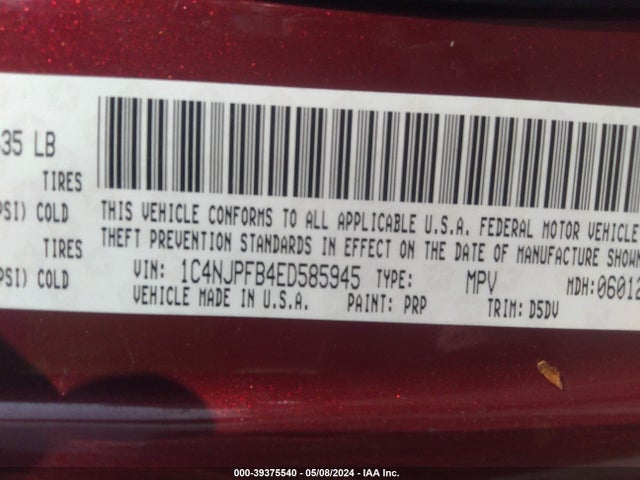 1C4NJPFB4ED585945 Jeep Patriot Latitude