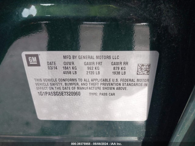 Chevrolet Cruze Ls Auto 2014 1G1PA5SG5E7320960 Image 9