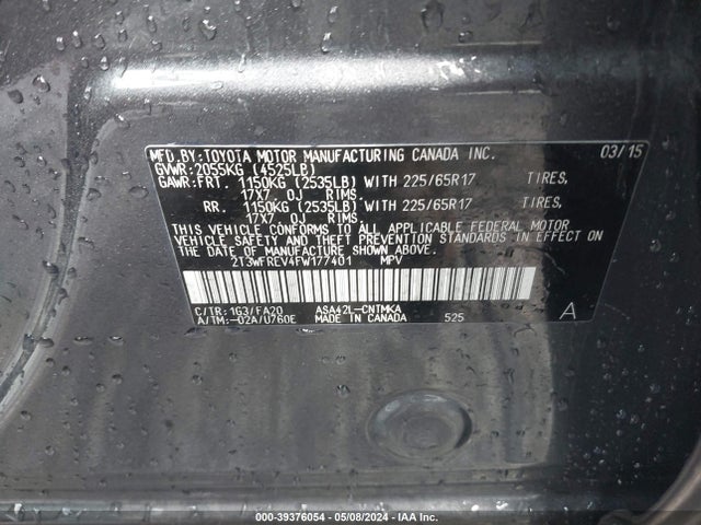 Toyota Rav4 Xle 2015 2T3WFREV4FW177401 Image 9