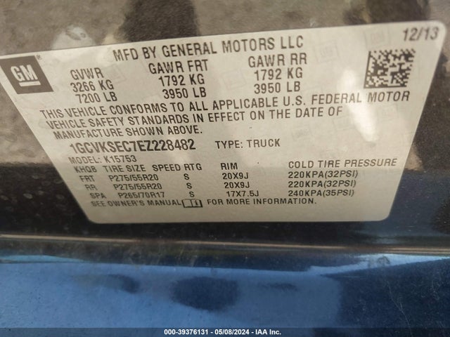 Chevrolet Silverado 1500 2lz 2014 1GCVKSEC7EZ228482 Image 9