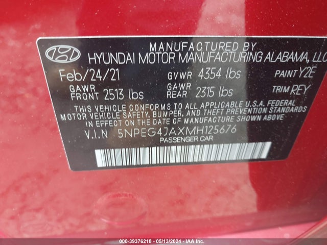 Hyundai SONATA SE 2021 5NPEG4JAXMH125676 Image 9