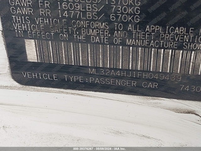 ML32A4HJ1FH049439 Mitsubishi MIRAGE ES