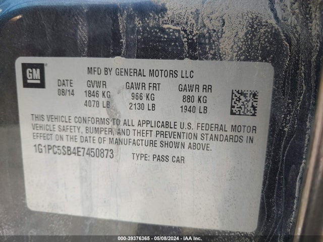 Chevrolet Cruze 1lt Auto 2014 1G1PC5SB4E7450873 Image 9