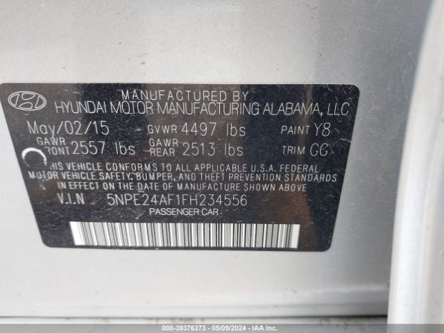 5NPE24AF1FH234556 Hyundai SONATA SE