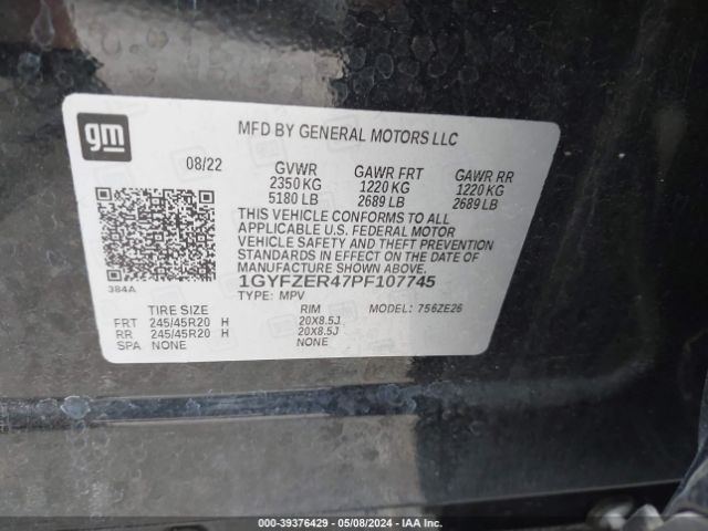 1GYFZER47PF107745 Cadillac Xt4 Fwd Sport