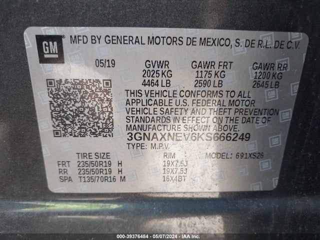 Chevrolet Equinox Premier 2019 3GNAXNEV6KS666249 Image 9