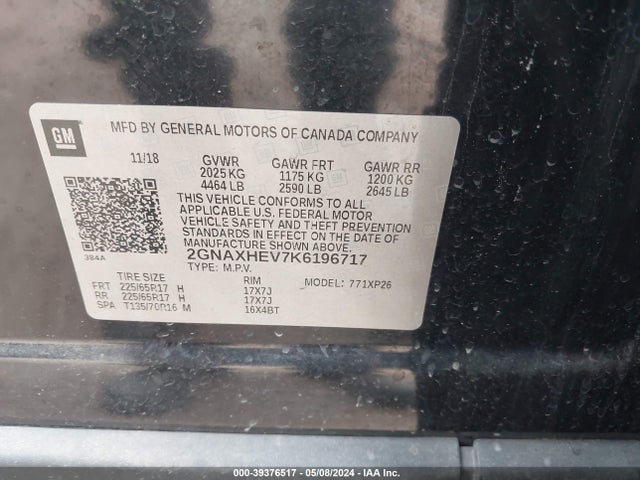 Chevrolet EQUINOX LS 2019 2GNAXHEV7K6196717 Image 9