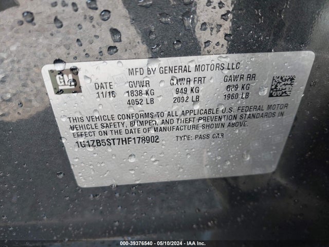 Chevrolet MALIBU LS 2017 1G1ZB5ST7HF178902 Image 9